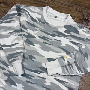 Aerie Pullover Women's S Gray Camo‎ Sweatshirt Crewneck Comfy Oversized Casual